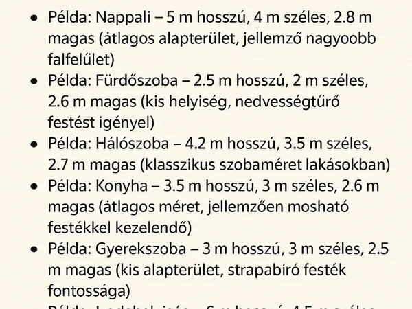 Tisztasági festés Felület Kalkulátor