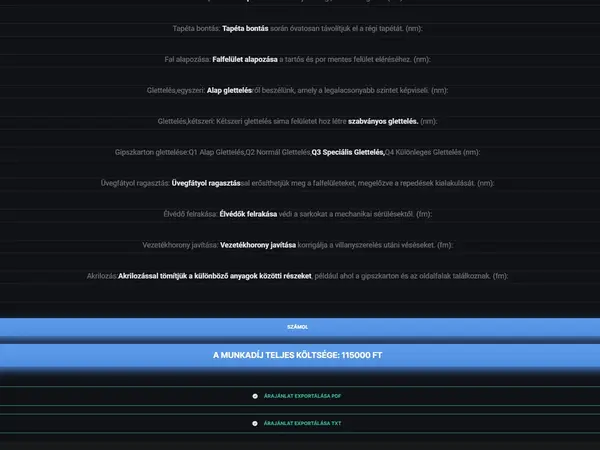 Festési árkalkulátor mobilon és asztali gépen